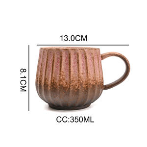 Tasse à café en céramique <span class=keywords><strong>rose</strong></span> à texture côtelée et glaçure dégradée, tasse <span class=keywords><strong>vintage</strong></span> artisanale - Product Image 6