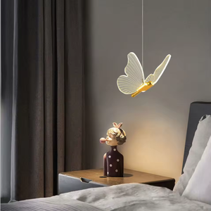 โคมไฟระย้ารูปผีเสื้อขนาดเล็กสไตล์โมเดิร์นหรูหรา, โคมไฟ LED สไตล์นอร์ดิกมินิมอลพร้อมระบบควบคุมแบบสัมผัส, ถนอมสายตาสำหรับห้องนอน - Product Image 4