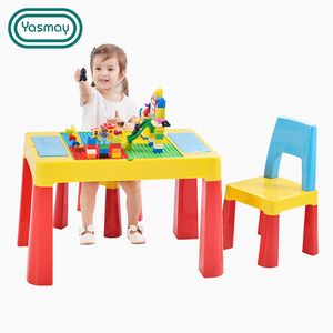 Ensemble table et chaises multifonctionnel en plastique pour enfants, compatible avec les blocs de construction de taille <span class=keywords><strong>Lego</strong></span>, pour usage en maternelle - Product Image 4