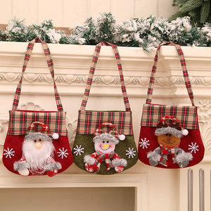 Nueva bolsa de dulces navideña con diseño de dibujos animados a cuadros, bolsa de regalo, bolsa de compras navideña, bolsa para manzanas, regalo de Navidad. - Product Image 1