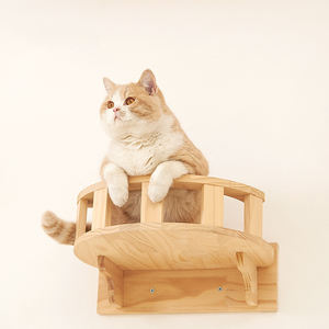 Estante rascador de madera maciza de alta calidad para gatos, montado en la pared, hamaca para gatos, árbol para gatos montado en la pared, estructura de escalada para gatos, venta al por mayor - Product Image 2