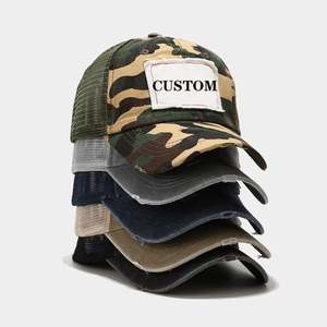 Gorras de Béisbol de Camuflaje Desgastado con Logotipo Bordado, Gorra Trucker Personalizada con Visera Curva y Malla, Proveedor Chino - Product Image 1
