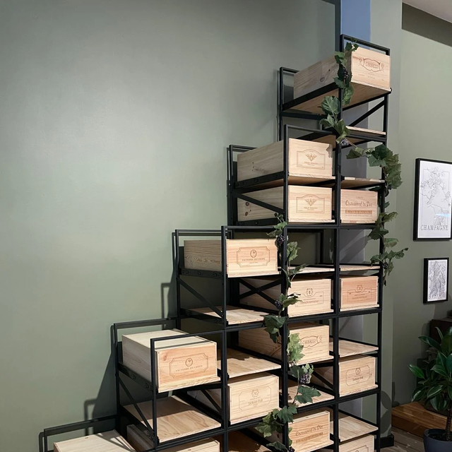 Minghou Modern European Wine Rack Sliding Modular and Stackable Wine Case for Cellar Iron Wood Panel Furniture for Home Use