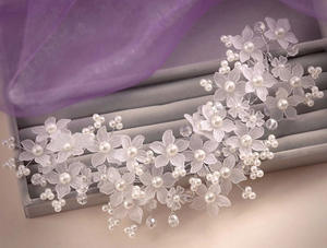 Tocado hecho a mano de perlas de cristal, tocado de <span class=keywords><strong>flores</strong></span> de <span class=keywords><strong>novia</strong></span> para boda - Product Image 2