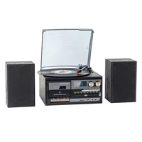 Lecteur de disques vinyles rétro personnalisé, multifonction, lecteur de CD, radio, USB, SD, haut-parleur Bluetooth, télécommande, bois MDF, intérieur/extérieur, cadeau