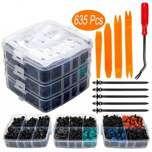 Kit de réparation de 635 attaches en nylon pour pare-chocs de voiture et rivets de garde-boue, type boîte à trois couches - Product Image 1