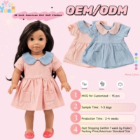 Vêtements pour poupées de 18 pouces sur mesure, robe rose à manches courtes, col Peter Pan en denim, poches plaquées, étiquette privée, tenue pour poupée de 18 pouces