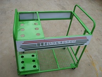 Carrito de limpieza de empuje manual de hierro y Metal de cuatro ruedas duradero OEM Carro de herramientas de limpieza de taller personalizable para sitios de construcción