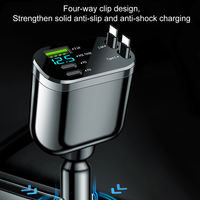 Chargeur de voiture rétractable double à charge ultra-rapide, sortie 12/24V 60W, adaptateurs de voiture Type C QC 3.0 pour ordinateur portable PD