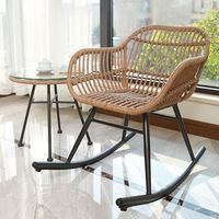 Chaise à bascule de jardin en rotin PE tressé à la main, confortable et élégante, pour cuisine de villa moderne et patio, vente en gros