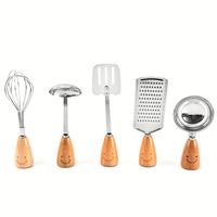Keuken gadget set met houten handvat, kookgerei sets, lepels, roestvrij staal, milieuvriendelijk, duurzaam, voedselveilig, vaatwasserbestendig
