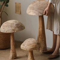 Décoration en bois en forme de champignon, style rétro, en bois massif, pour patio, jardin, terrasse