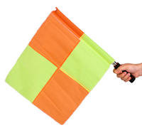 Drapeaux d'arbitre de football bicolores rouge et jaune, portables, avec sangle réglable, personnalisables avec logo, vente en gros, orange, les plus vendus