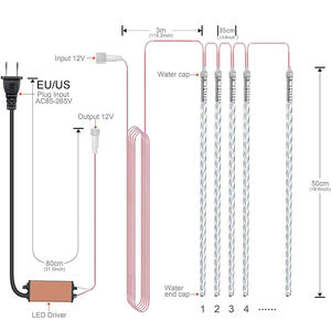 Lumières de Noël à Led 8 tubes 50cm Lampes de Jardin à Led Extérieures Prise UE 220V Lumières Décoratives d'Arbre de Noël Douche Chaude Pluie - Product Image 4