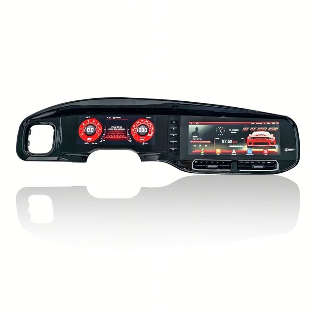24'' Dual Screen Android Car DVD Player Digital Instrument Cluster for Dod-ge Challenger Hellcat & Charger 2013-2025 Dashboard