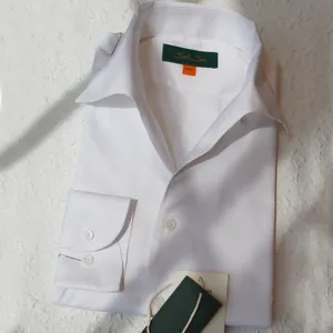 100% Katoenen Eendelig Kraag Overhemd Italiaanse Stijl Casual Wit/Zwart Shirt Custom Heren Overhemd Klaar Om Te Dragen/Oem