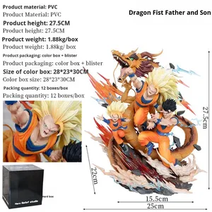 Modèle de jouet d'anime Dragon Fist Père et fils Trois Goku Gohan Goten, personnage de dessin animé japonais populaire, ornement de bureau en PVC - Product Image 2