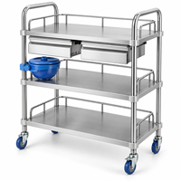 Chariot de traitement hospitalier en acier inoxydable, chariot médical mobile, organisateur d'instruments pour les salles de soins et les cliniques