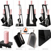 Ensemble d'outils pour foyer en acier noir, 3 pièces, avec pelle, fourche et brosse, accessoires durables pour foyer à bois d'intérieur, manche en marbre