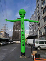Danseur gonflable extraterrestre en nylon vert, publicité gonflable, tube aérien ondulant à vendre