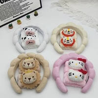 Ensemble de bandeaux et bracelets en peluche douce motif Lion, Tigre, Chat, pour spa, soins de la peau, maquillage et accessoires capillaires, vente en gros