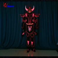 Costume d'armure lumineuse futuriste néon LED « Bull Demon Warrior » pour festival de musique EDM, club, défilé de rue, performance de cosplay