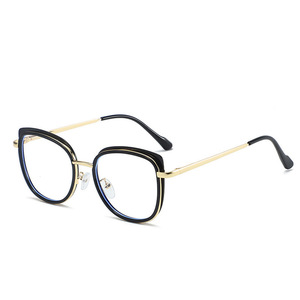Montura de gafas Qianai Cat Eye TR90 con patillas de resorte, anti luz azul, para mujer, montura completa, lentes AC, diseño irregular - Product Image 3