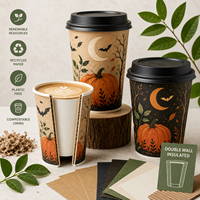 Gobelets en papier jetables pour Halloween, toutes tailles : 4oz, 8oz, 12oz, 16oz, 22oz, gobelets en papier pour café