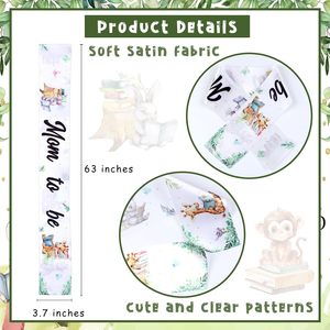Écharpe de décoration pour baby shower <span class=keywords><strong>sur</strong></span> le thème du <span class=keywords><strong>livre</strong></span> d'histoires : Écharpe « Future maman » avec animaux de <span class=keywords><strong>la</strong></span> forêt pour un nouveau chapitre commençant - Product Image 3