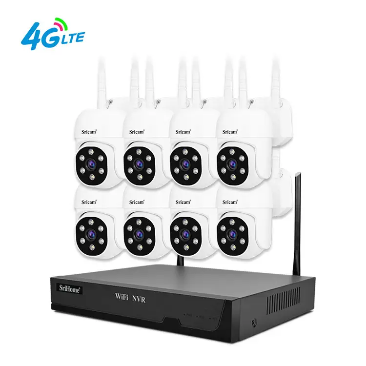 Best Quality SriHome New Style 4CH Wireless NVR Kit Night Vision Waterproof CCTV Wifi IP66 Security Camera Systems NVR