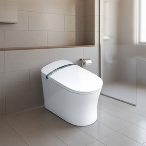 <span class=keywords><strong>WC</strong></span> intelligent monobloc en céramique avec bidet électrique à chasse automatique, siphonique à siphon en S, siège chauffant inclus, à poser au sol - Product Image 4