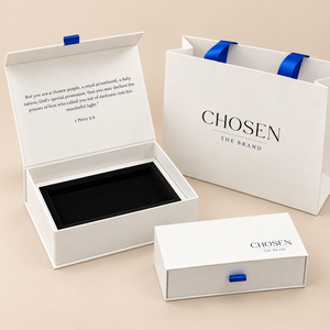 Boîte en carton personnalisée avec logo imprimé, style livre de luxe, boîte cadeau magnétique, boîte à bijoux pour collier et boucles d'oreilles - Product Image 3