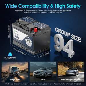 Batería de Coche EBL BCI Grupo 94R 12V 80Ah Serie Performance AGM Batería de Alta Potencia 850CCA 140RC Tamaño H7 Libre de Mantenimiento 12.8V SMF - Product Image 3