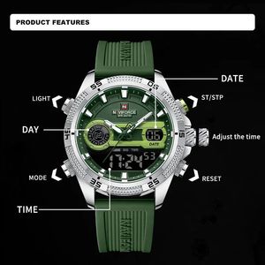 Nouvelle montre Naviforce 9223 pour homme, bracelet en acier inoxydable, style business sport, aiguilles lumineuses, chronographe quartz 30 mm, 30 mètres. - Product Image 6