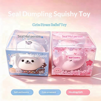 Jouet anti-stress mignon en forme de phoque, jouet à presser en PU à récupération lente, boîte en PVC, vente en gros