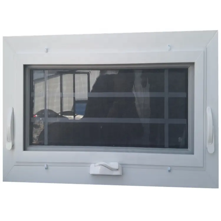Yeni tasarım ucuz fiyat küçük vinil pencereler UPVC tente pencere PVC üstten açılır pencere krank kolu ile konut ev için