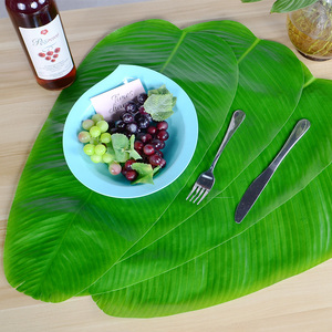 Manteles Individuales de Hojas de Plátano Artificiales Hawaianas, Elegantes, Impermeables, Verdes, para el Día de la Madre, Fiestas, Temática de Playa y Jungla, Tacto <span class=keywords><strong>Real</strong></span> - Product Image 1