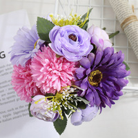 Bouquet de fleurs artificielles en soie, rose thé, simulation de bourgeon de thé, décoration d'intérieur, accessoires de photographie, ensemble de mariage FD046 Chine