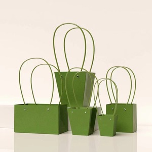 Jaune hauteur 13.5cm saint valentin fleuriste boîte d'emballage sac en papier Bouquet sac en papier Kraft sac à provisions - Product Image 2