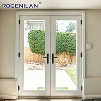 Portes battantes françaises minimalistes en aluminium Rogenilan, double vitrage trempé, porte d'entrée pour extérieur