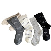 Chaussettes mi-mollet à nœud pour filles, chaussettes en coton de haute qualité de style ballet, chaussettes longues douces pour l'automne