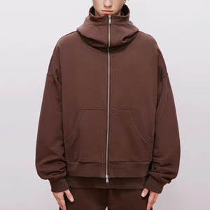Sudadera con capucha de punto para hombre, de alta calidad, transpirable, de otoño, extragrande, gruesa, personalizada, con media cremallera, forro de poliéster/algodón estampado - Product Image 1