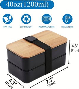 Promotional Lunch Box Food Grade Bento Box <b>for</b> Children and Adults PP Double Layer Lunch Box with Lunch Bag with Custom logo - Product Image 2