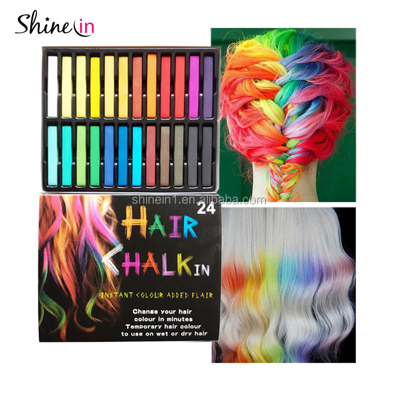 Shinein ปากกาชอล์กเปลี่ยนสีผม24สีปลอดสารพิษซักได้,ปากกาชอล์กเปลี่ยนสีผมชั่วคราวสำหรับเด็กผู้หญิง