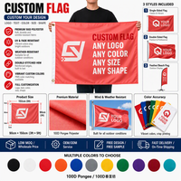Drapeau publicitaire personnalisé Qiyang 3x5 pieds en tissu polyester pour extérieur avec impression de logo