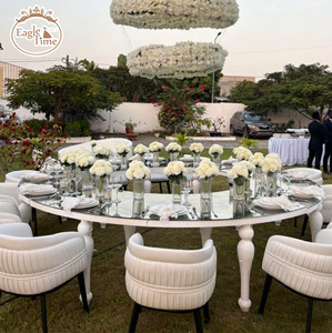 Chất Lượng Tốt Tổ Chức Sự Kiện Đám Cưới Hình Chữ Nhật Nâu Ăn Uống Hiện Đại Và Kính Sang Trọng Vàng Thép Không Gỉ Bảng - Product Image 6