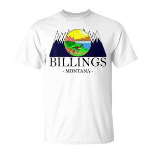 T-shirt souvenir di Billings Montana con design montagna, vestibilità unisex per adulti - Product Image 1