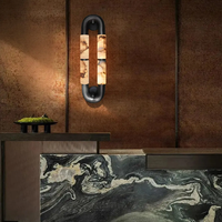 Lampe murale en forme de U en albâtre naturel minimaliste italienne moderne pour chambre à coucher, salon, hôtel, décoration de la maison