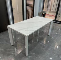 Ensemble de table et de chaises de salle à manger d'extérieur en aluminium blanc rectangulaire moderne, anti-corrosion, imperméable, pour villa, hôtel