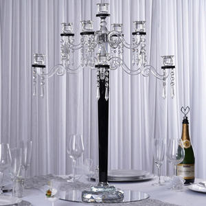 9 bras table de mariage centres de table noir candélabre en cristal pour les mariages MH-1623 - Product Image 5